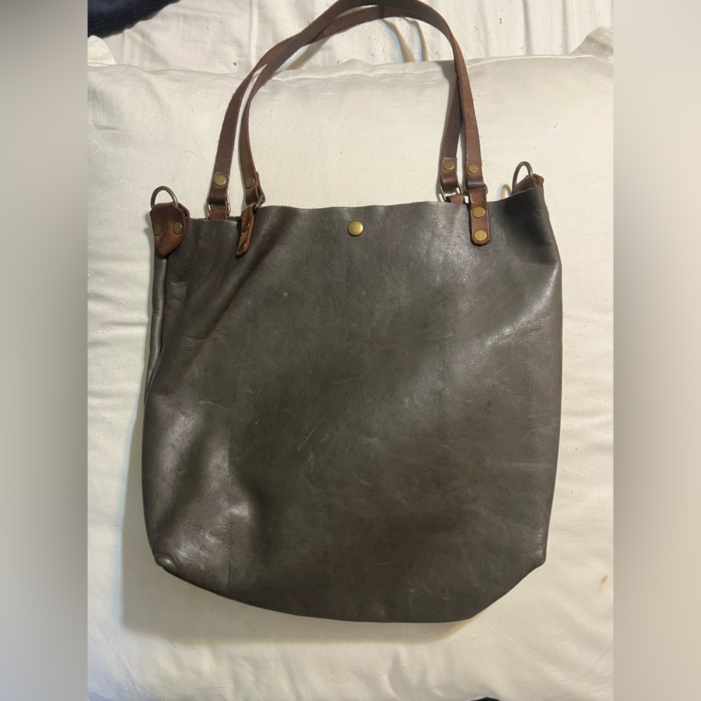 Elegant Grey and Brown Crossbody Bag